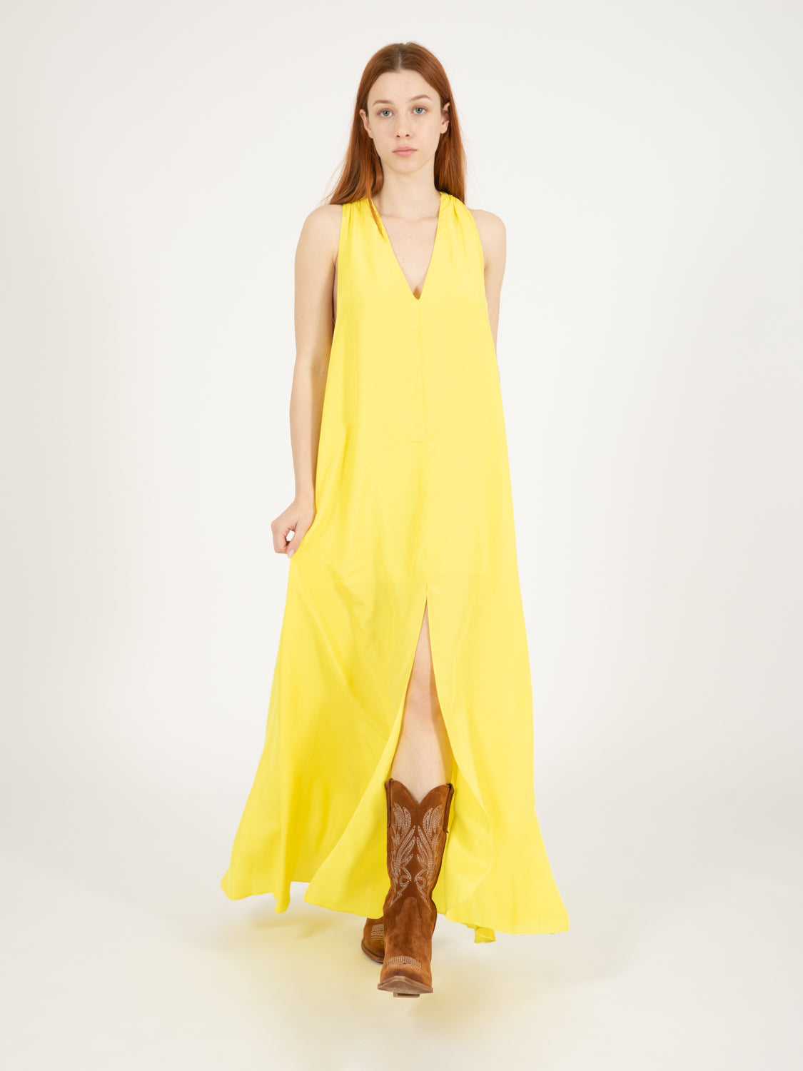 Abito lungo dettaglio nodo summer yellow