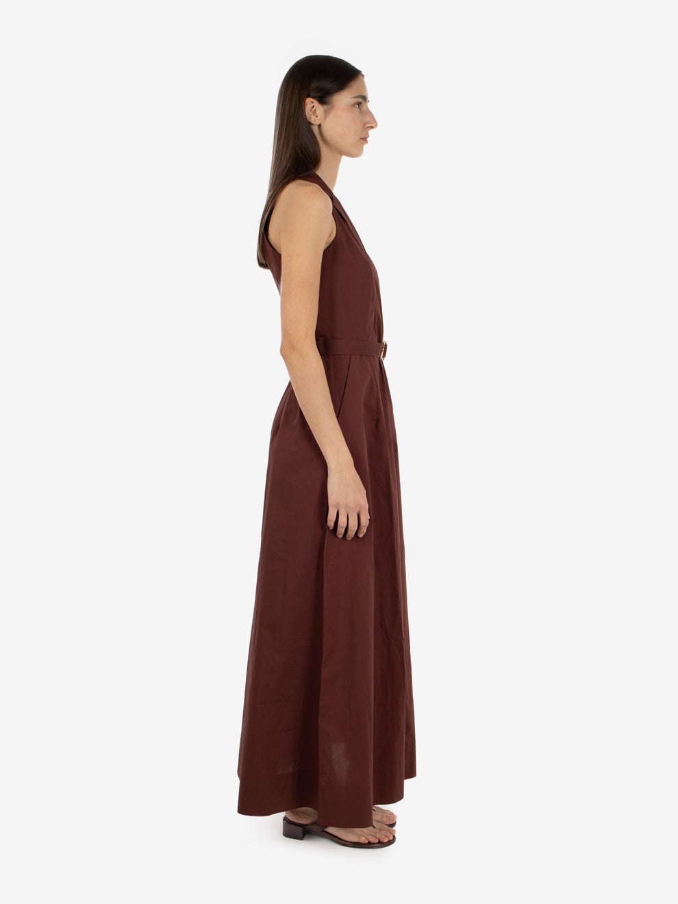 Abito lungo in popeline brown