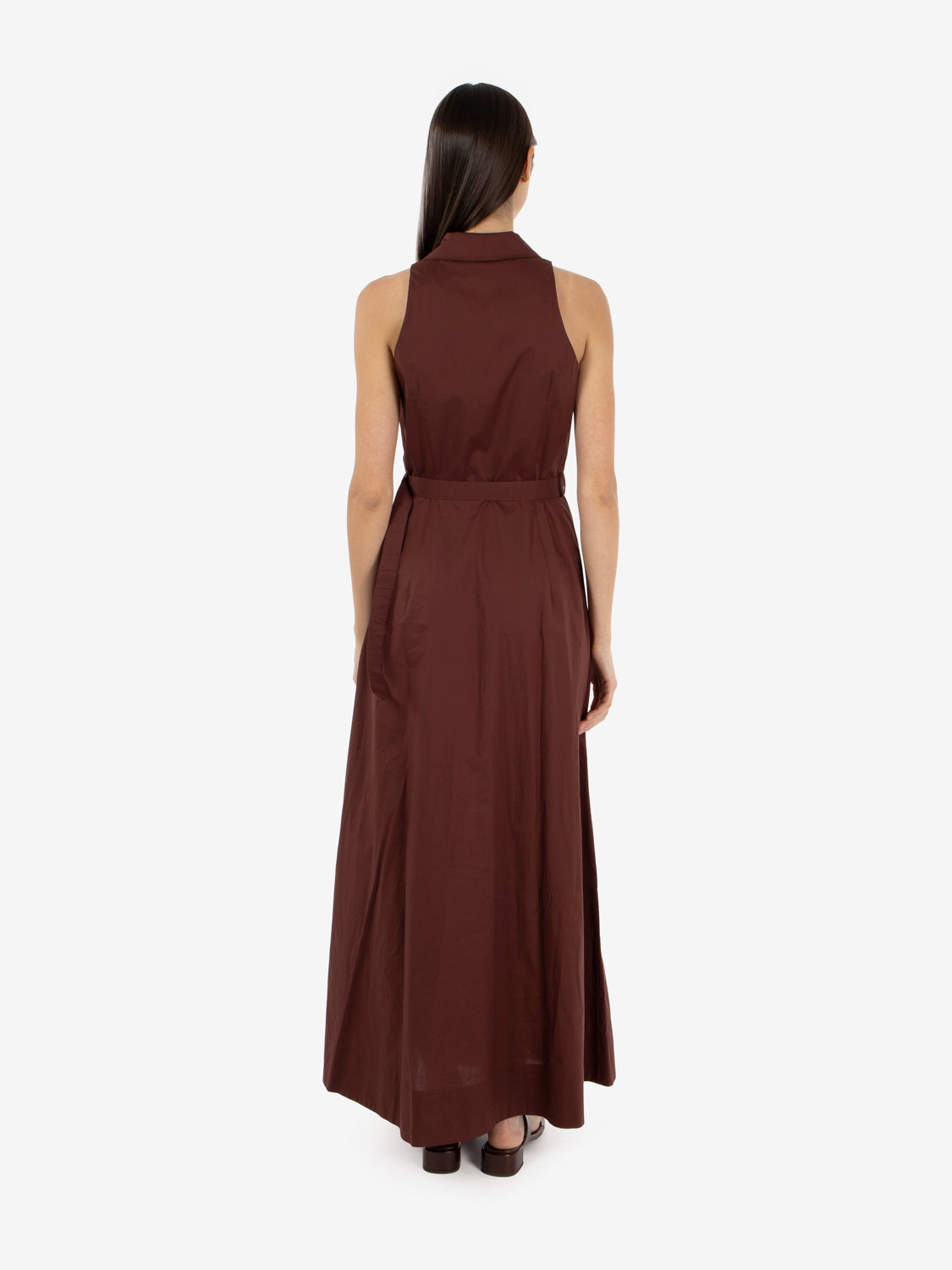 Abito lungo in popeline brown
