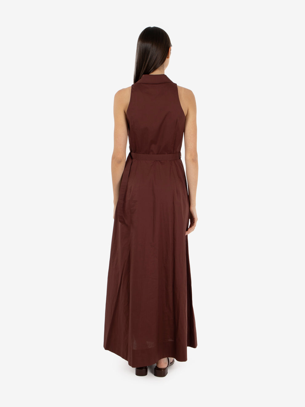 Abito lungo in popeline brown