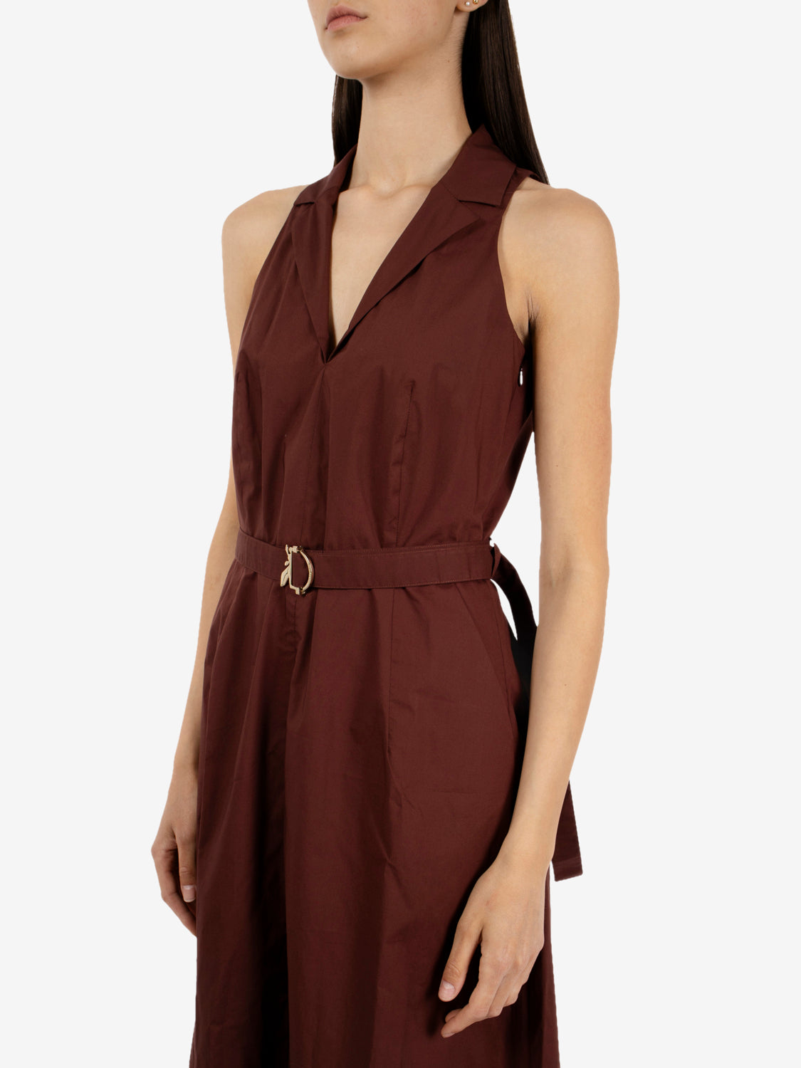 Abito lungo in popeline brown