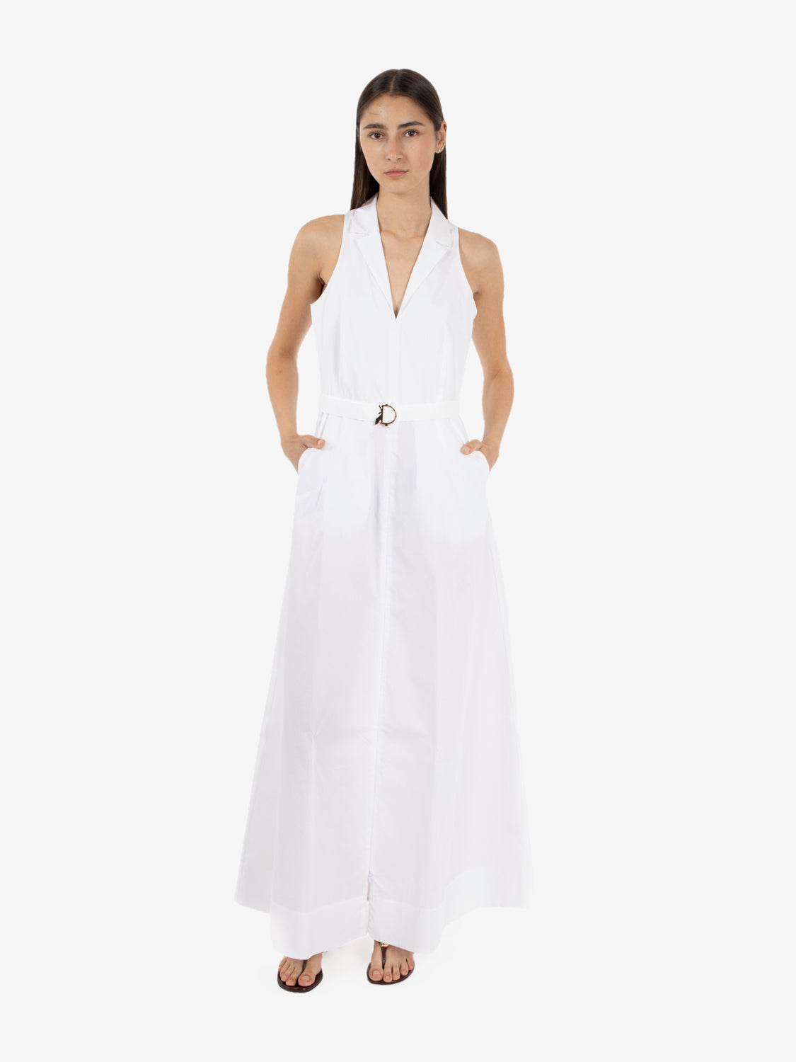 Abito lungo in popeline white