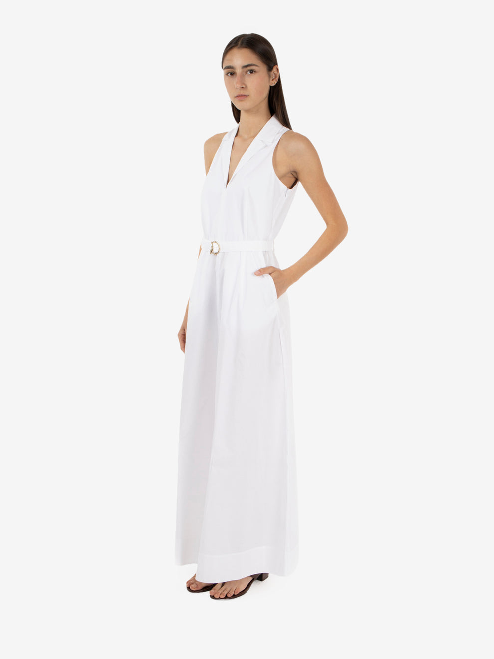 Abito lungo in popeline white