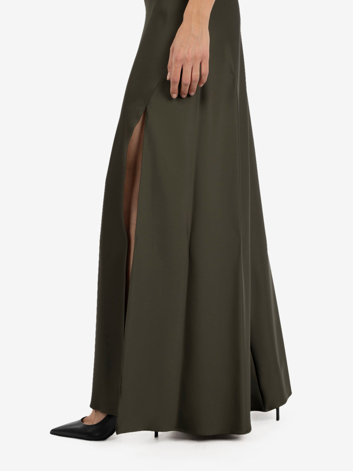 LONG MYSTERIOUS GREEN SATIN DRESS 8A0466/A269_G639