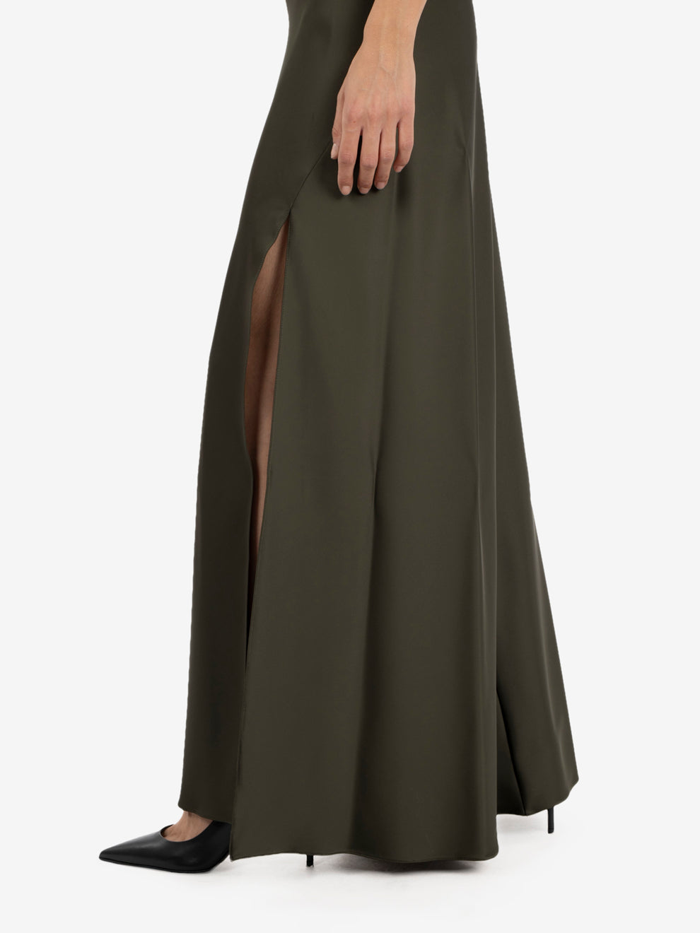 LONG MYSTERIOUS GREEN SATIN DRESS 8A0466/A269_G639