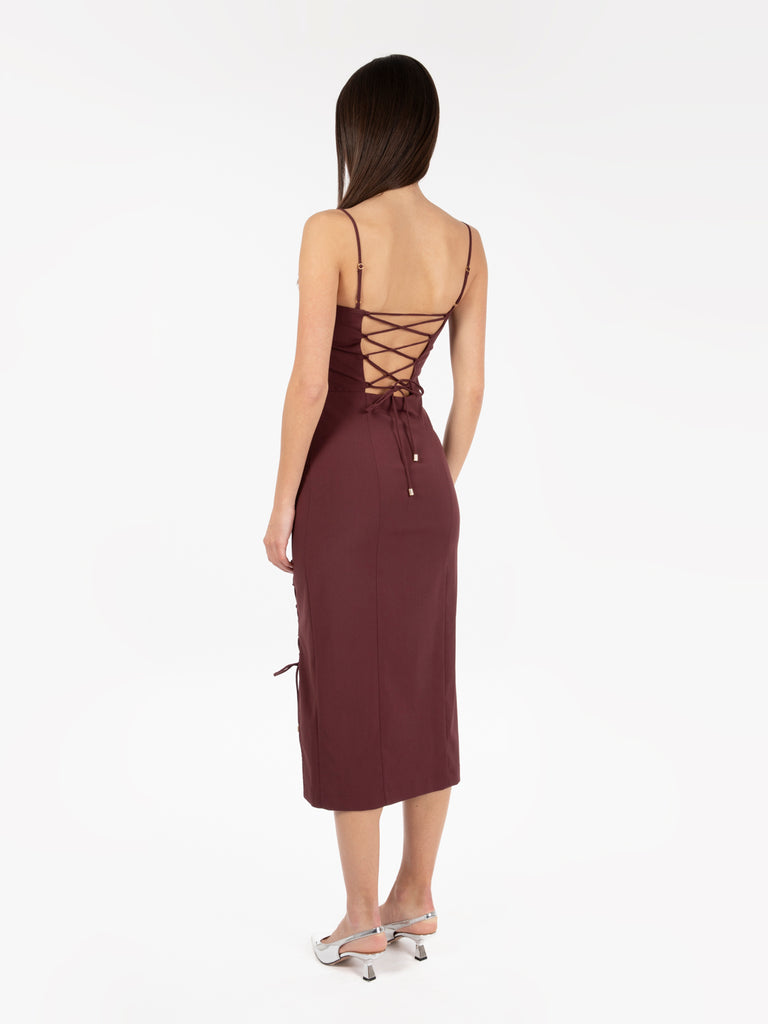 PATRIZIA PEPE - Abito midi cut out dark plum