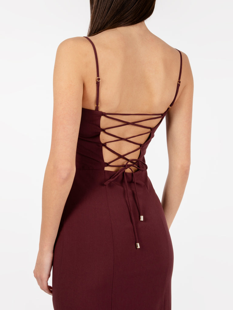 PATRIZIA PEPE - Abito midi cut out dark plum