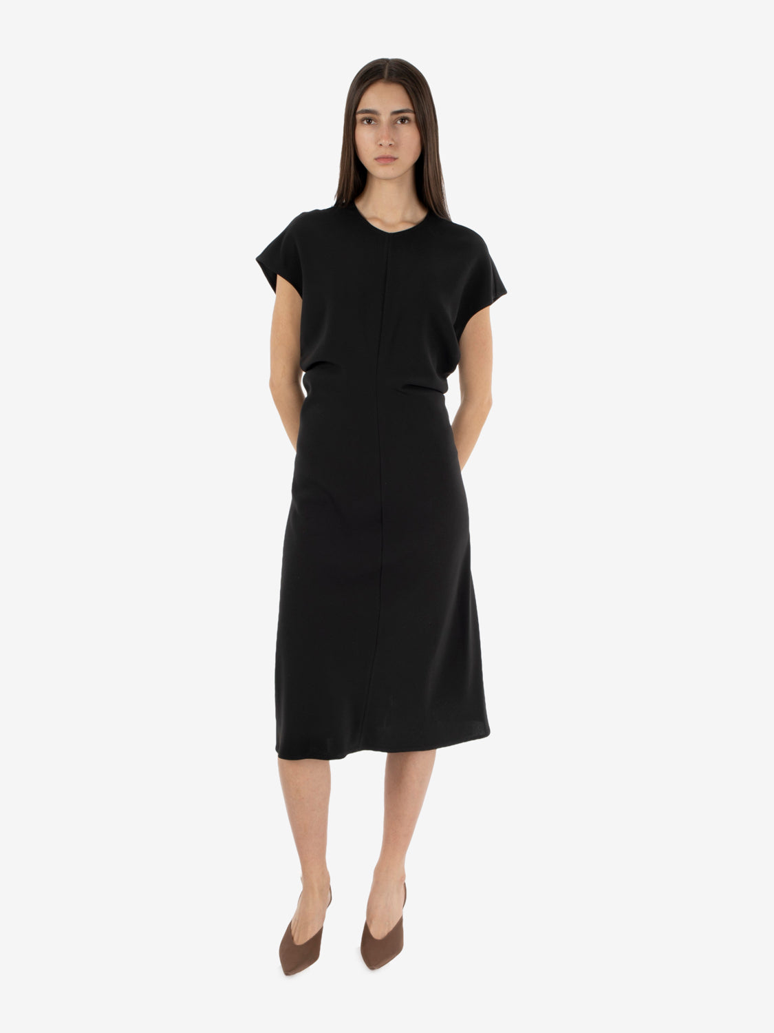 Abito midi fluido in twill black