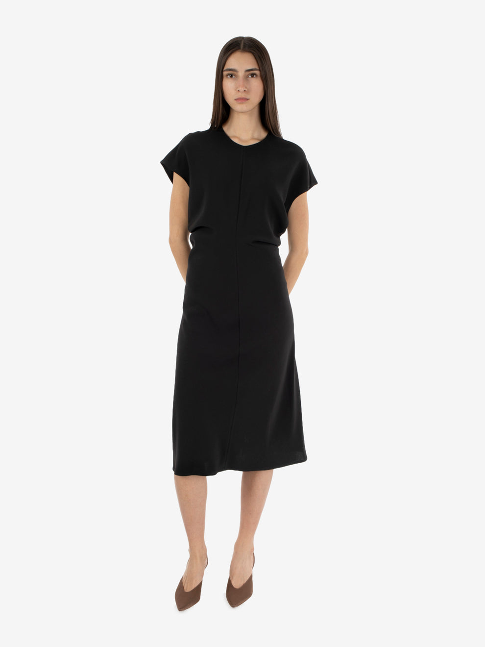 Abito midi fluido in twill black