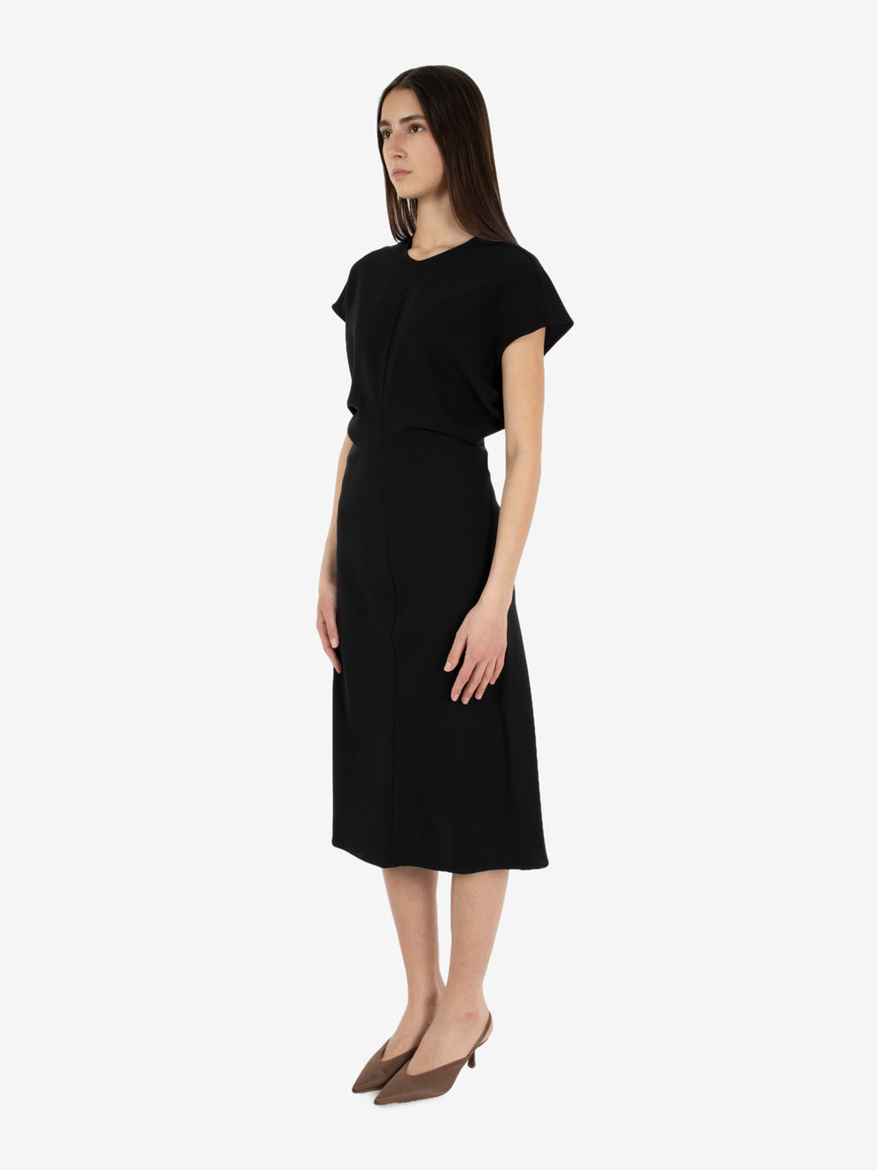 Abito midi fluido in twill black