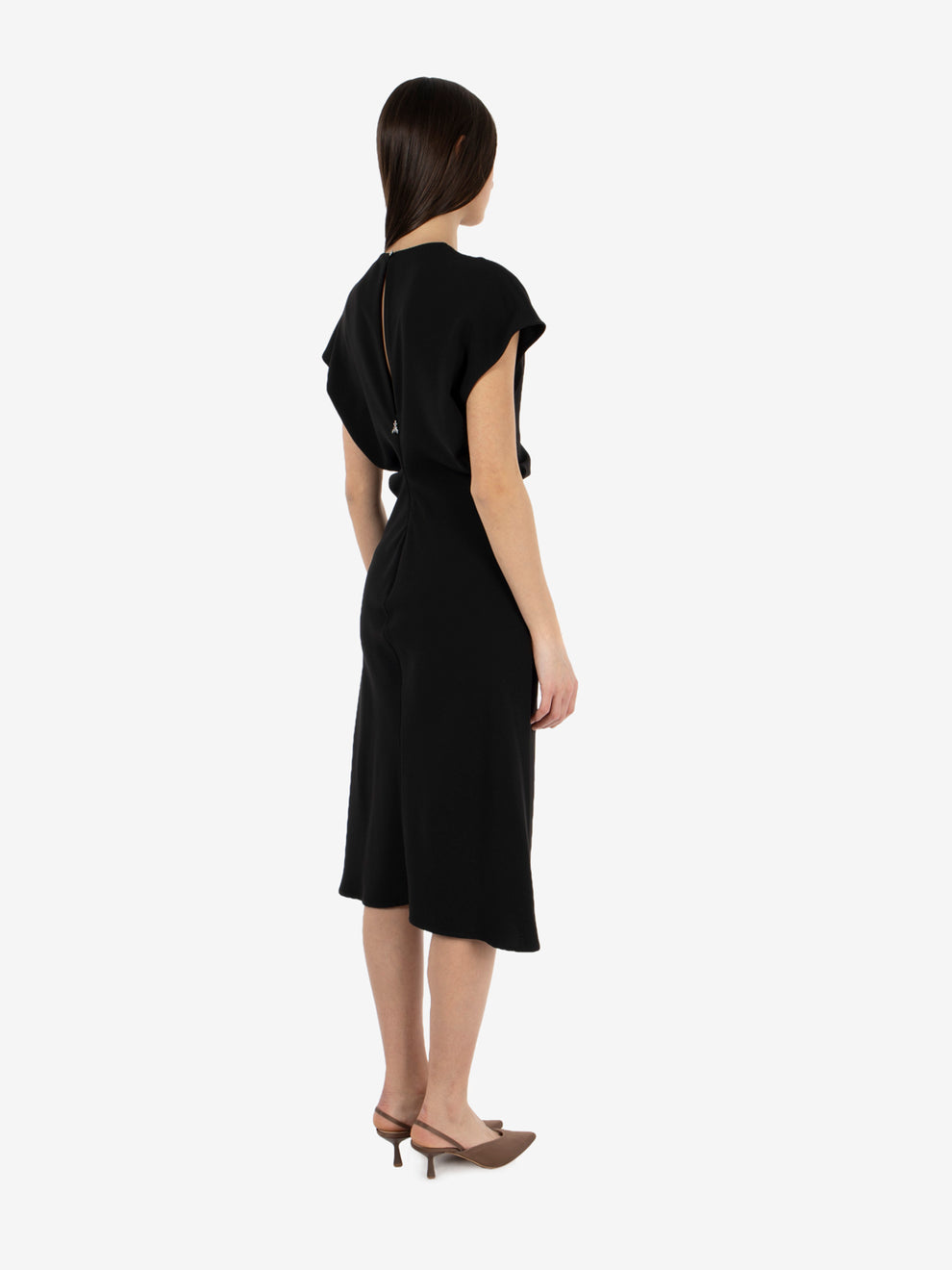 Abito midi fluido in twill black