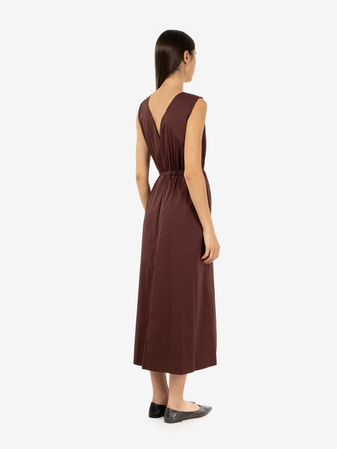 Abito midi in popeline wood brown