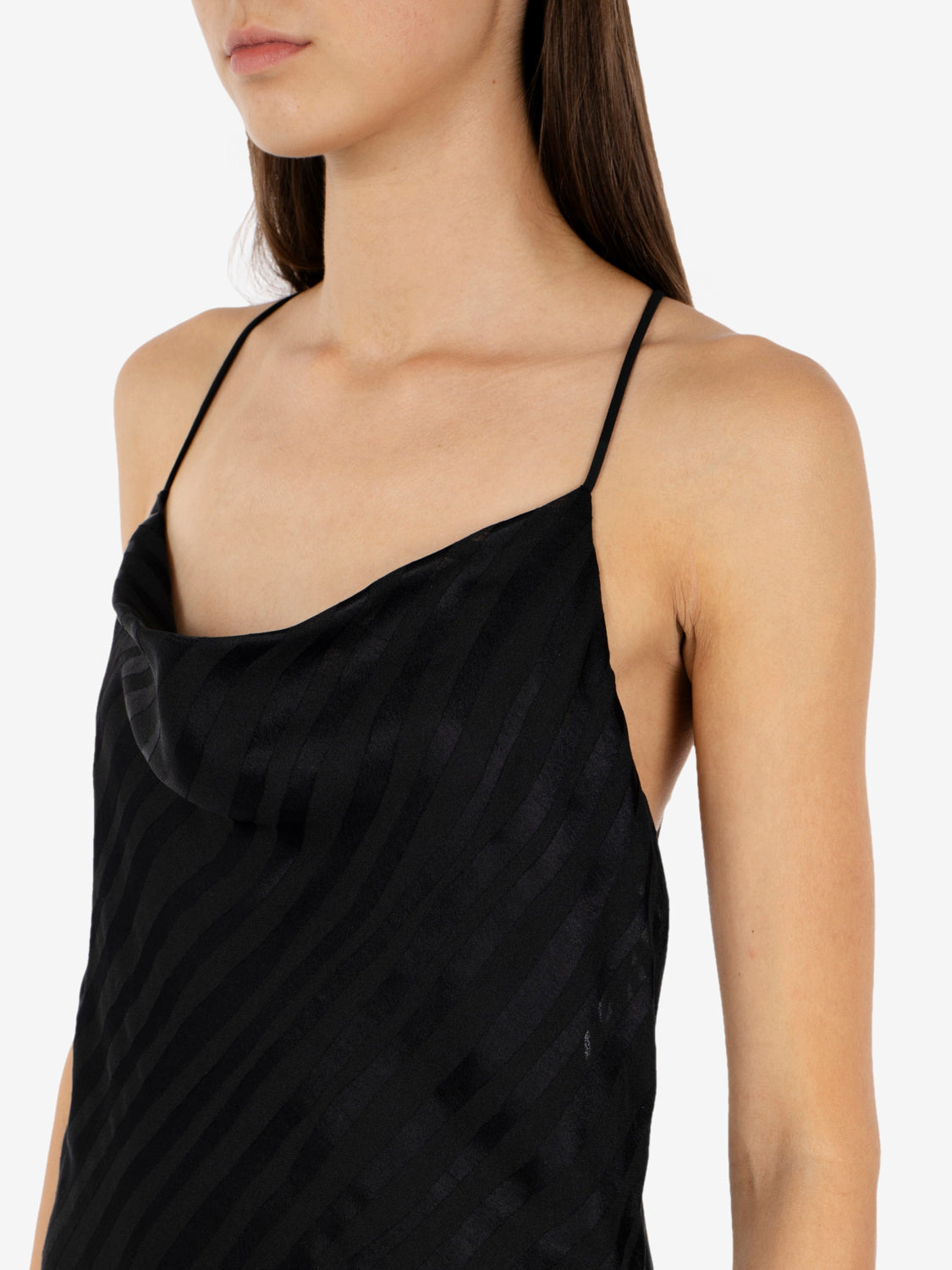 SATIN STRIPED DRESS BLACK 8A0228/C0236_K103