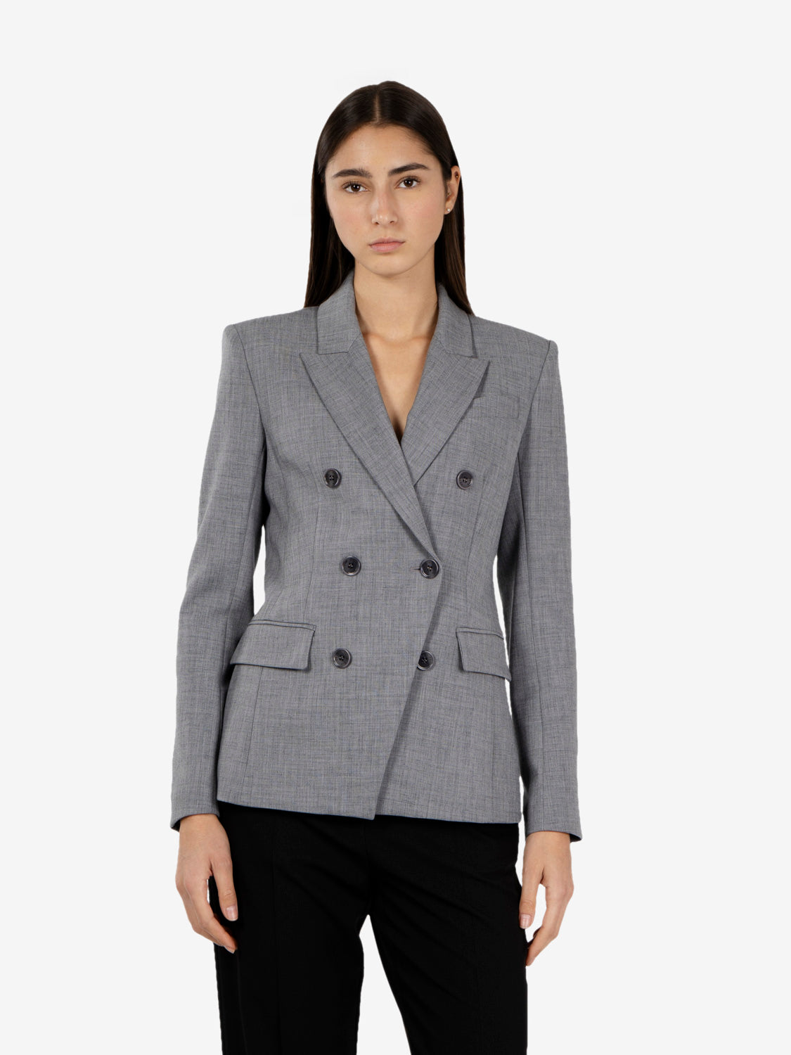 Gray melange double-breasted blazer