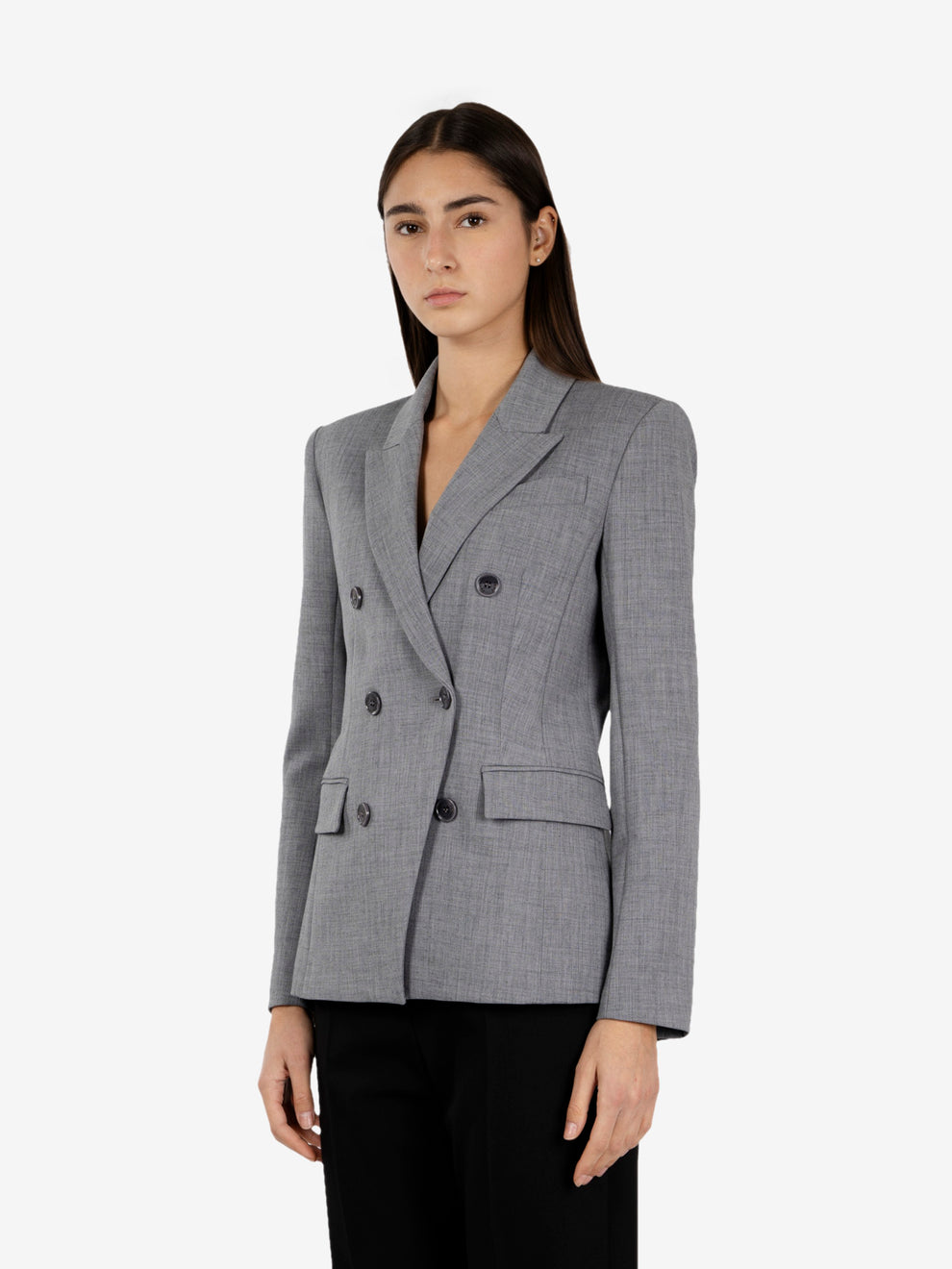 Gray melange double-breasted blazer