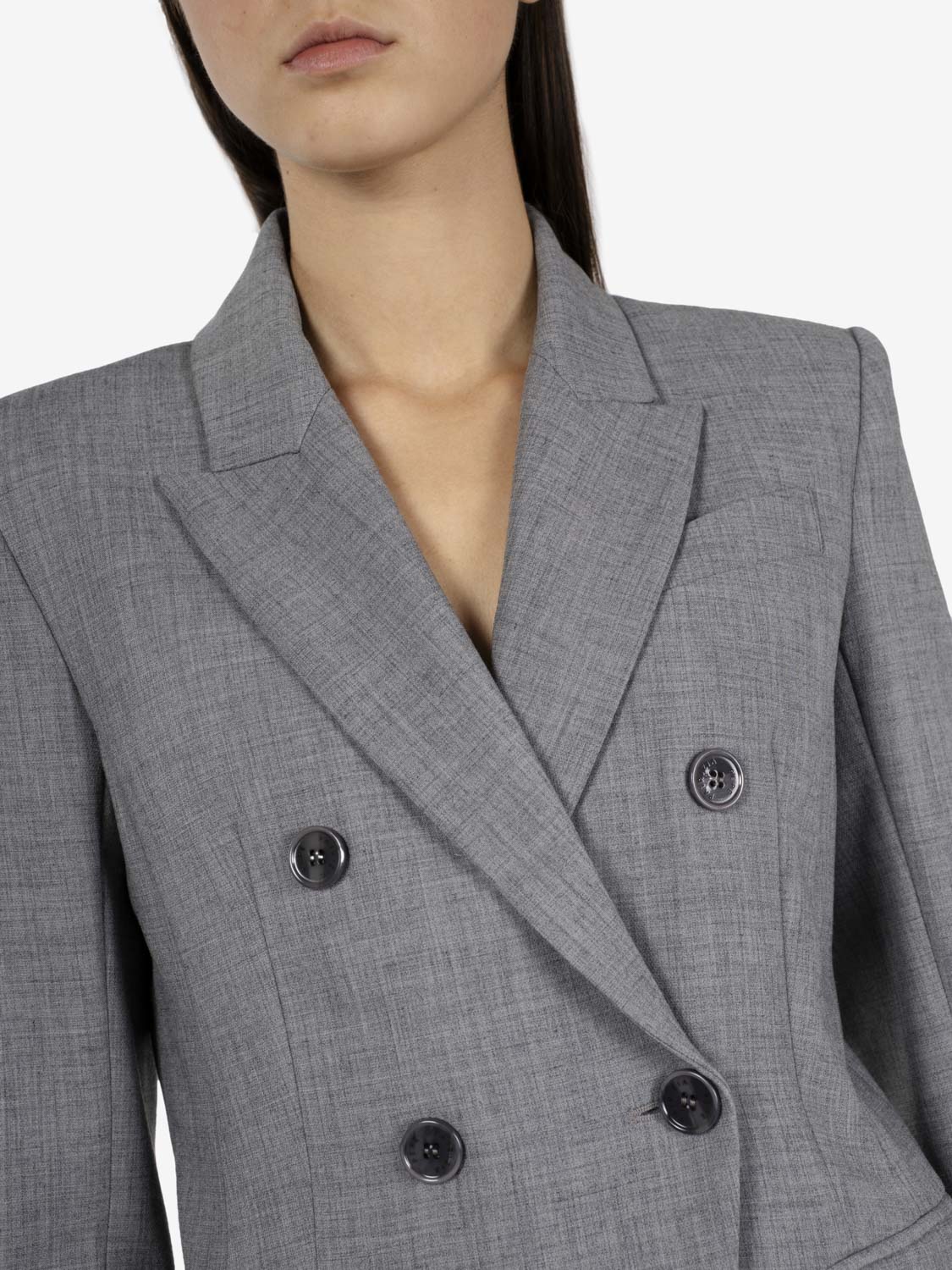 Gray melange double-breasted blazer