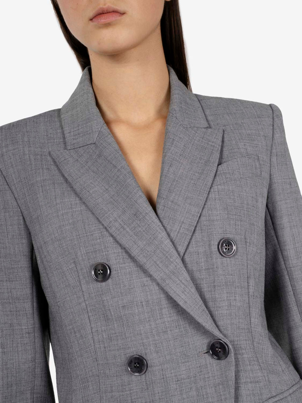 Gray melange double-breasted blazer