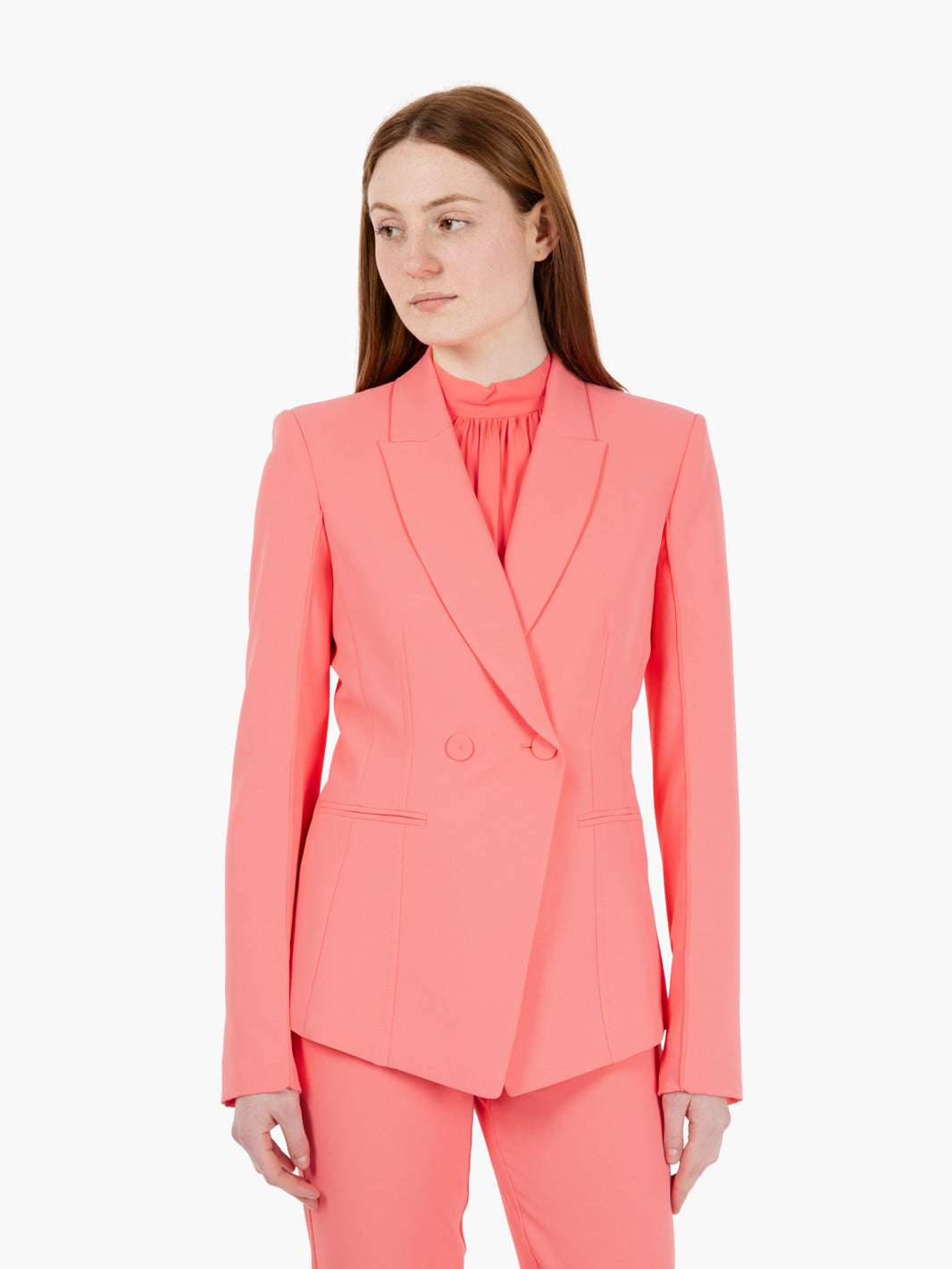 Blazer doppiopetto in crêpe salmone