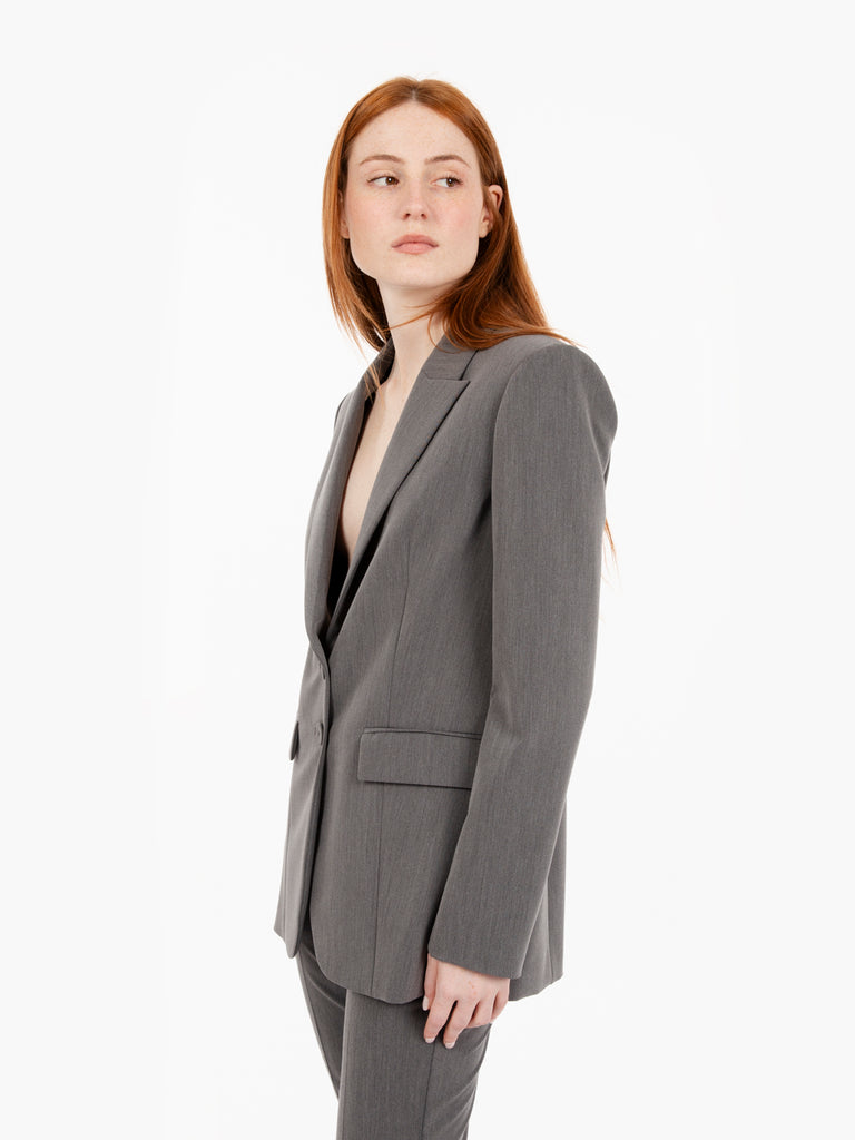 PATRIZIA PEPE - Blazer Essential due bottoni grigio