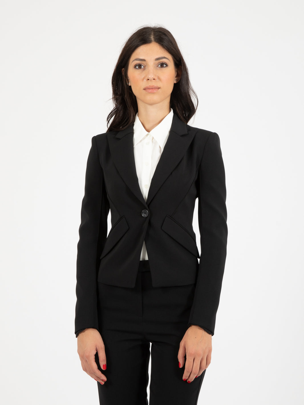 Essential blazer in black crepe