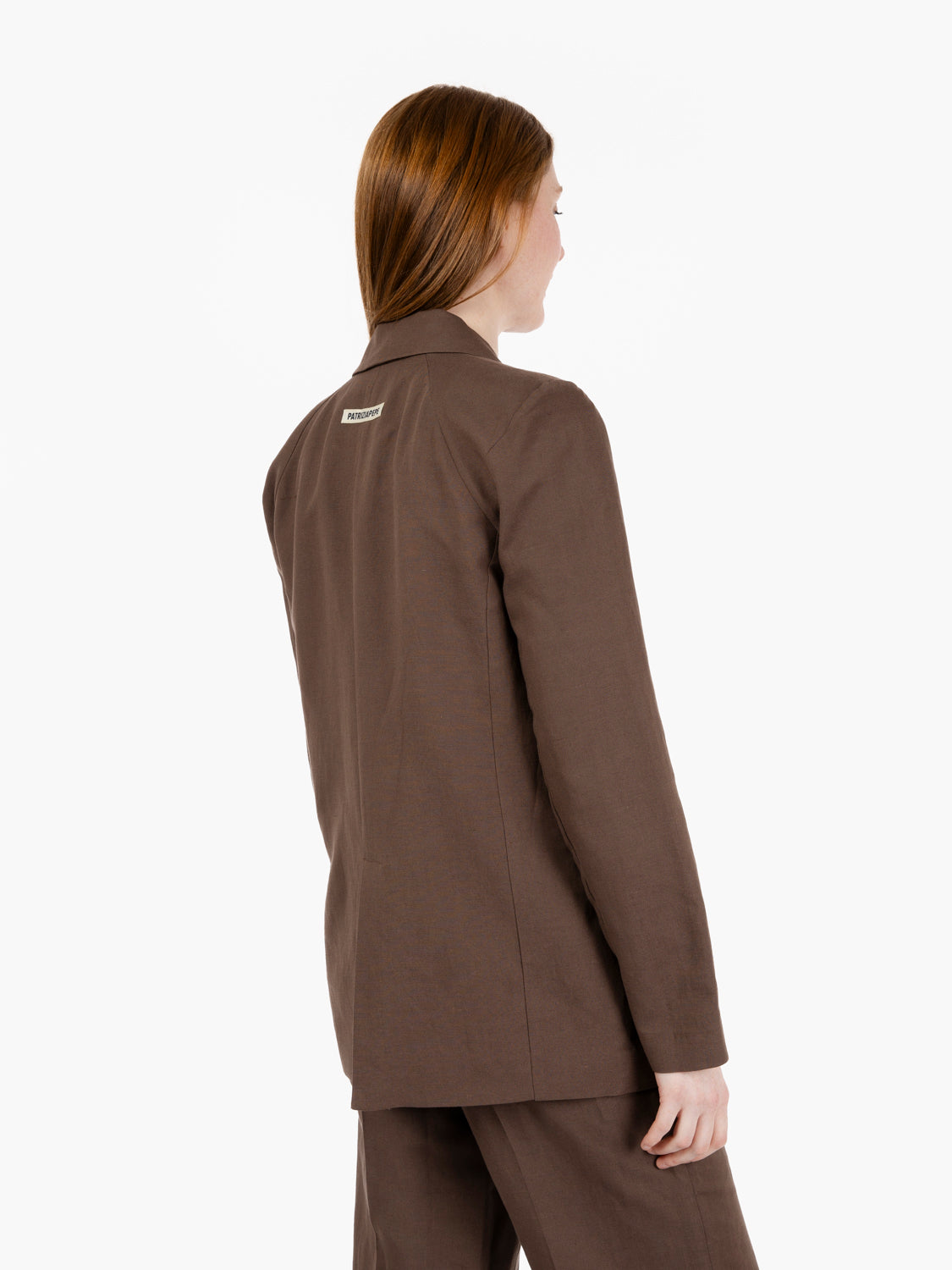 Blazer in lino ceramic marrone