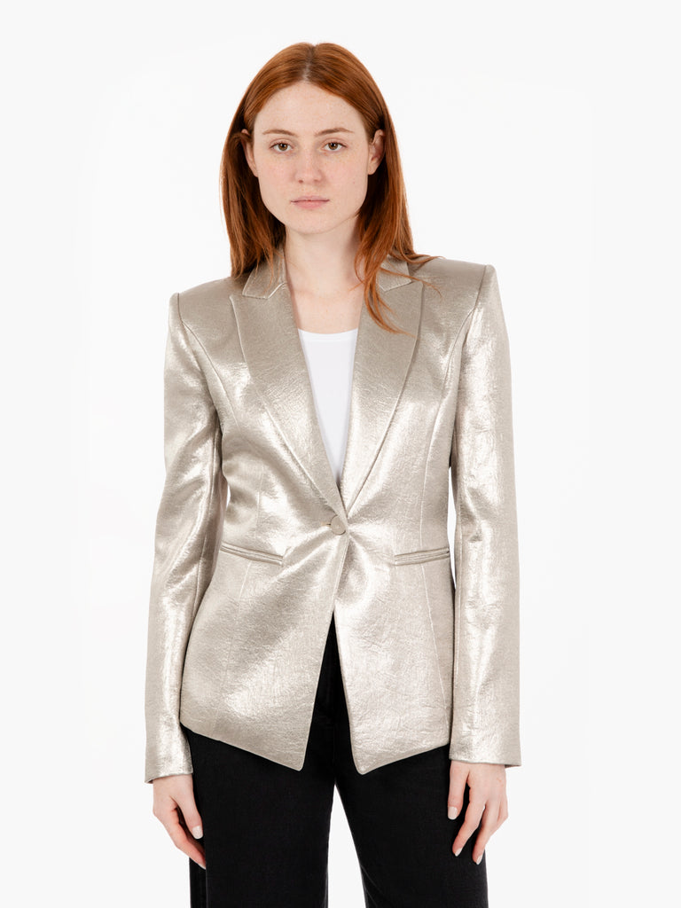 PATRIZIA PEPE - Blazer in raso metallic gold