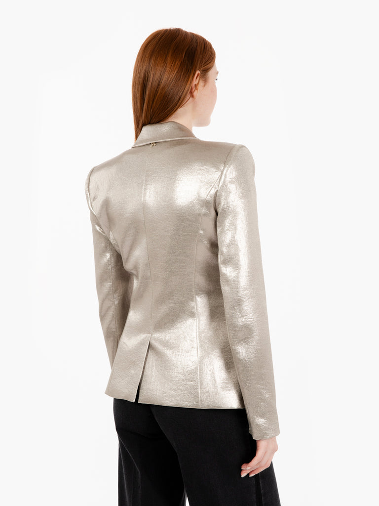 PATRIZIA PEPE - Blazer in raso metallic gold