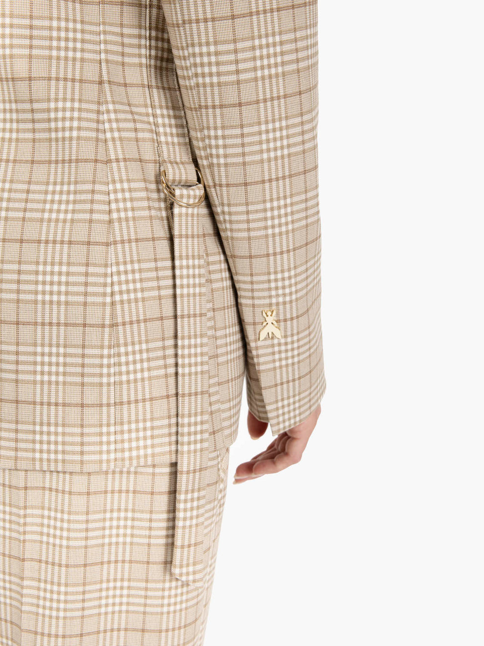 Blazer monopetto a quadri stone beige