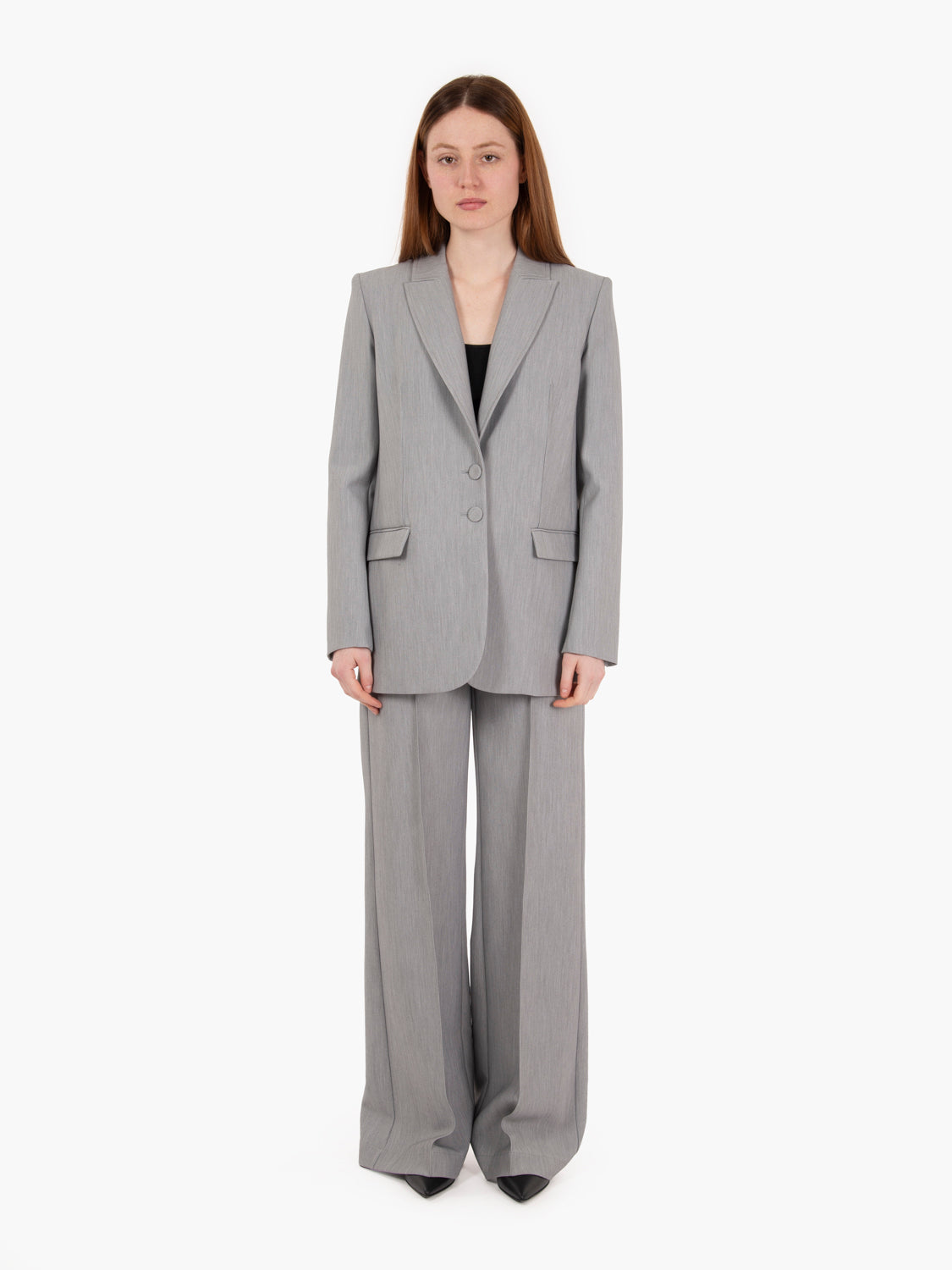 Single-breasted blazer in melange grey