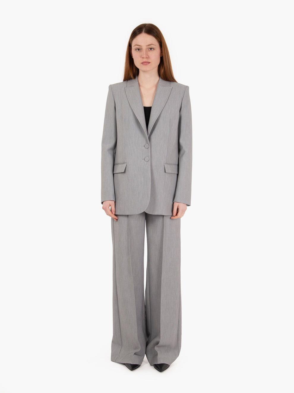 Single-breasted blazer in melange grey