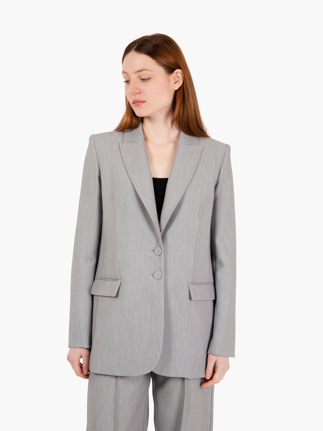 Single-breasted blazer in melange grey