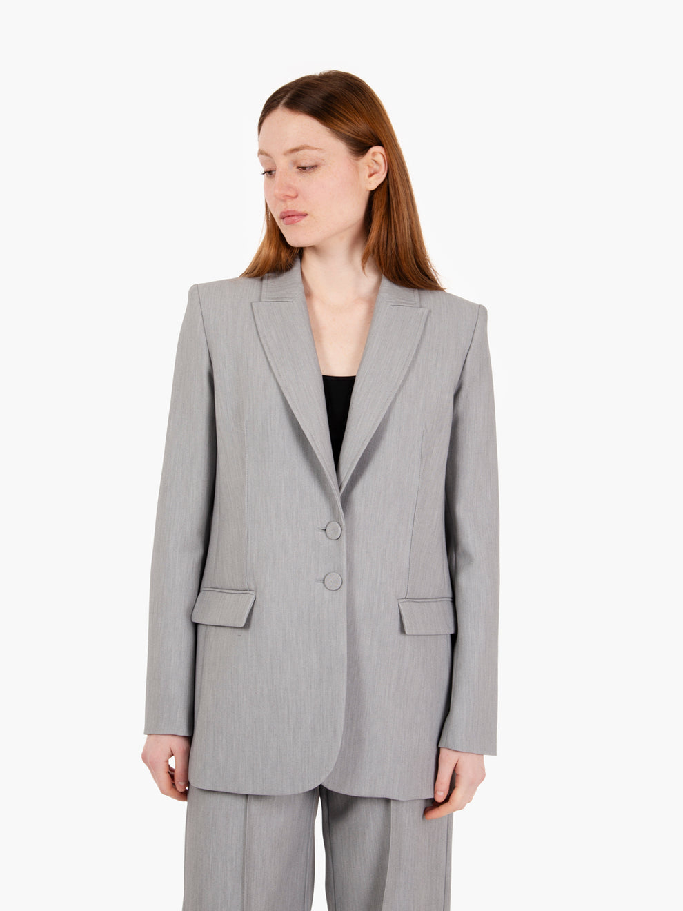 Single-breasted blazer in melange grey