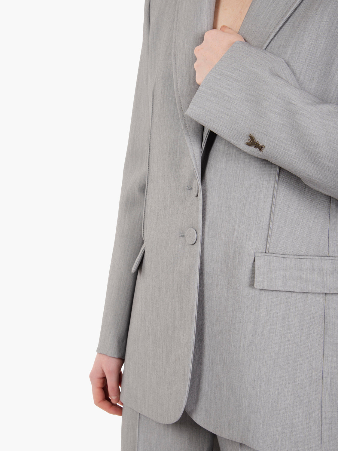 Single-breasted blazer in melange grey