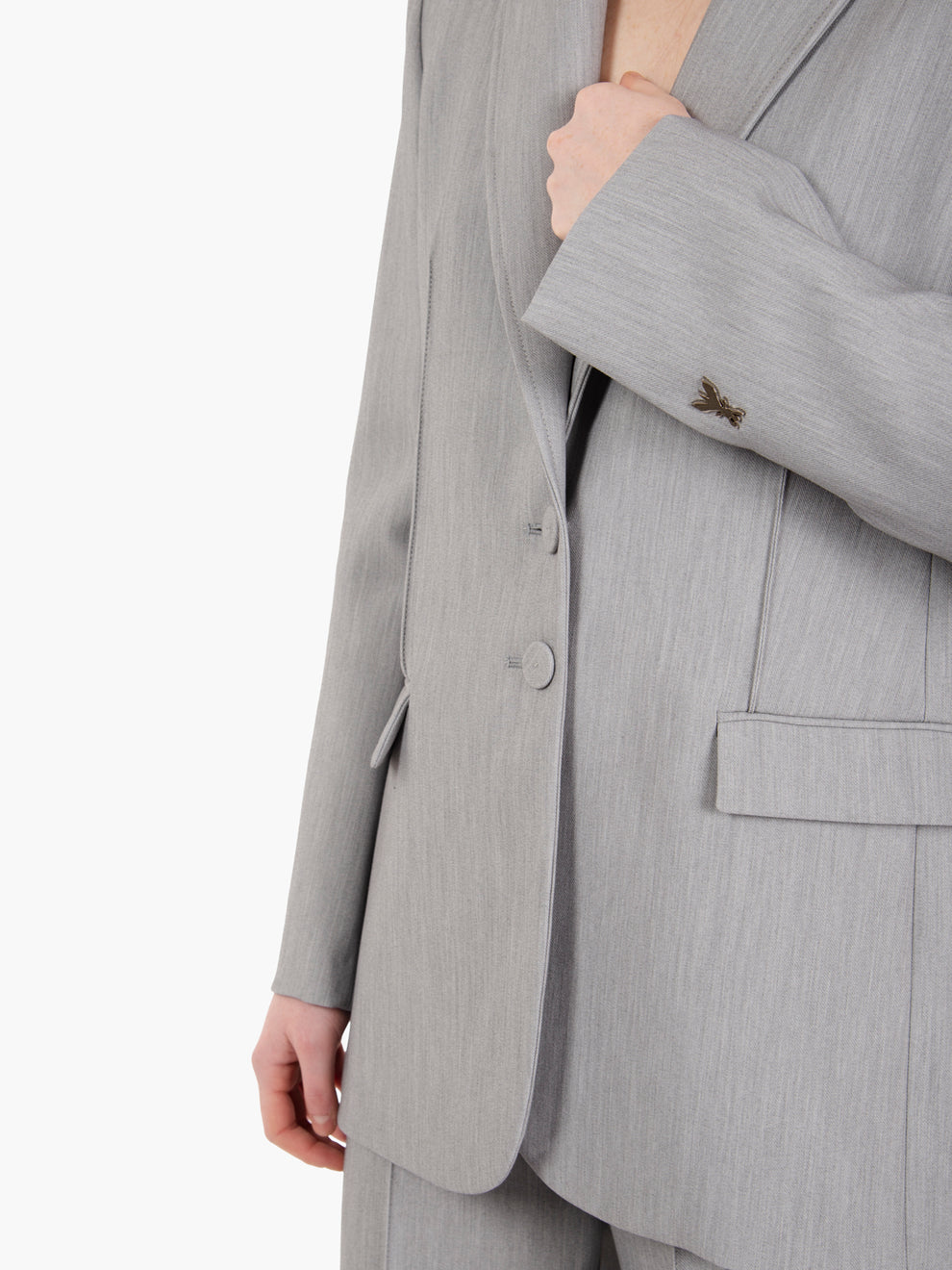 Single-breasted blazer in melange grey