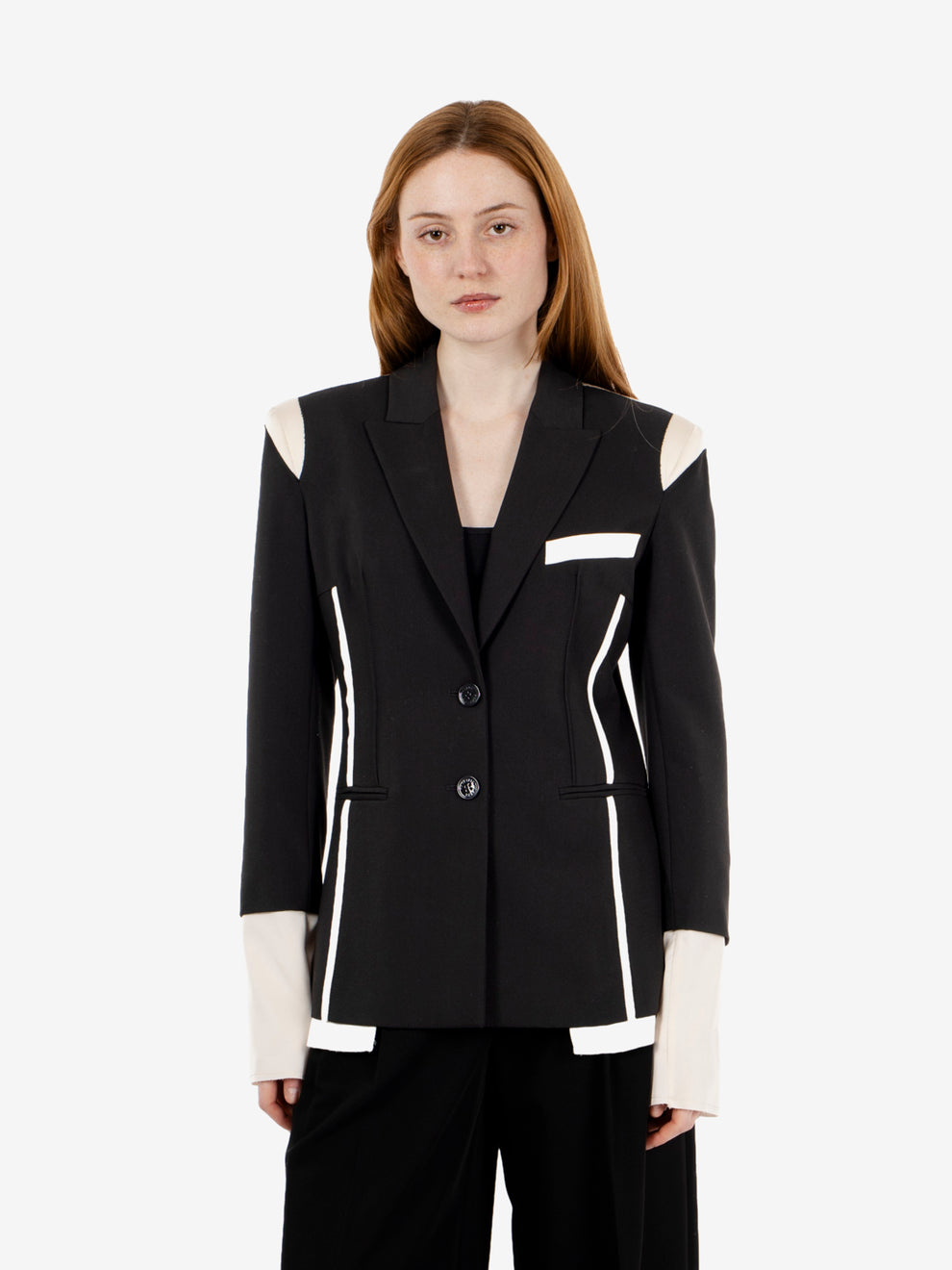 Black/warm ivory blazer