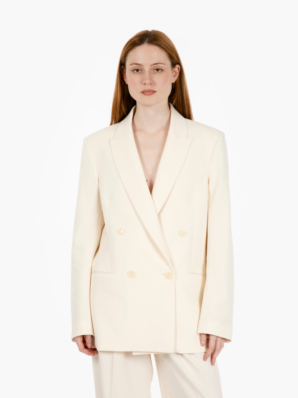 Blazer taglio maschile doppiopetto white