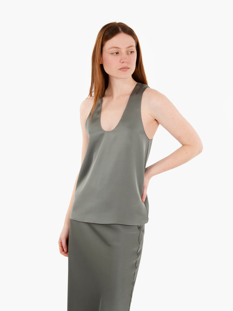 PATRIZIA PEPE - Blusa in raso lucido grigio