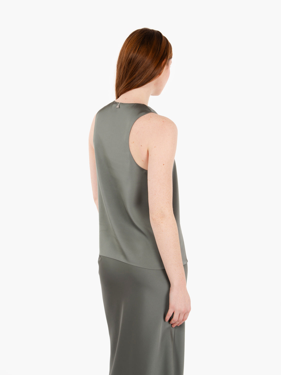 Blusa in raso lucido grigio