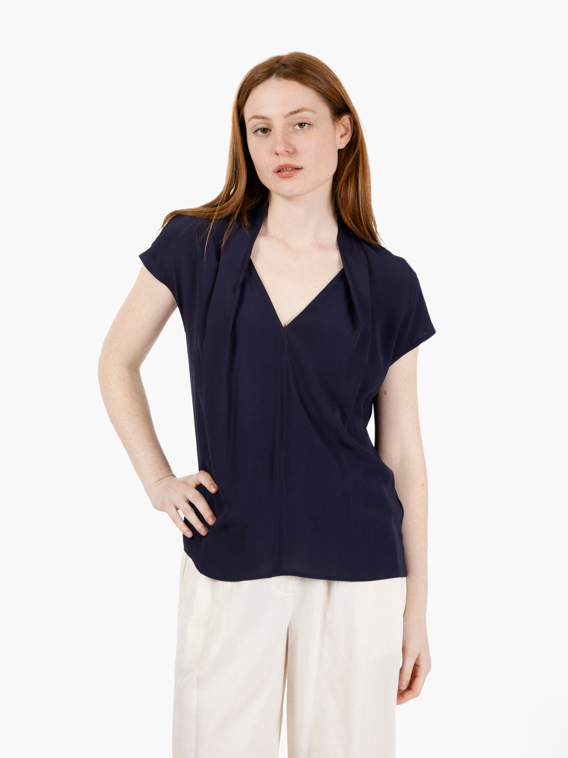 Blusa manica corta navy