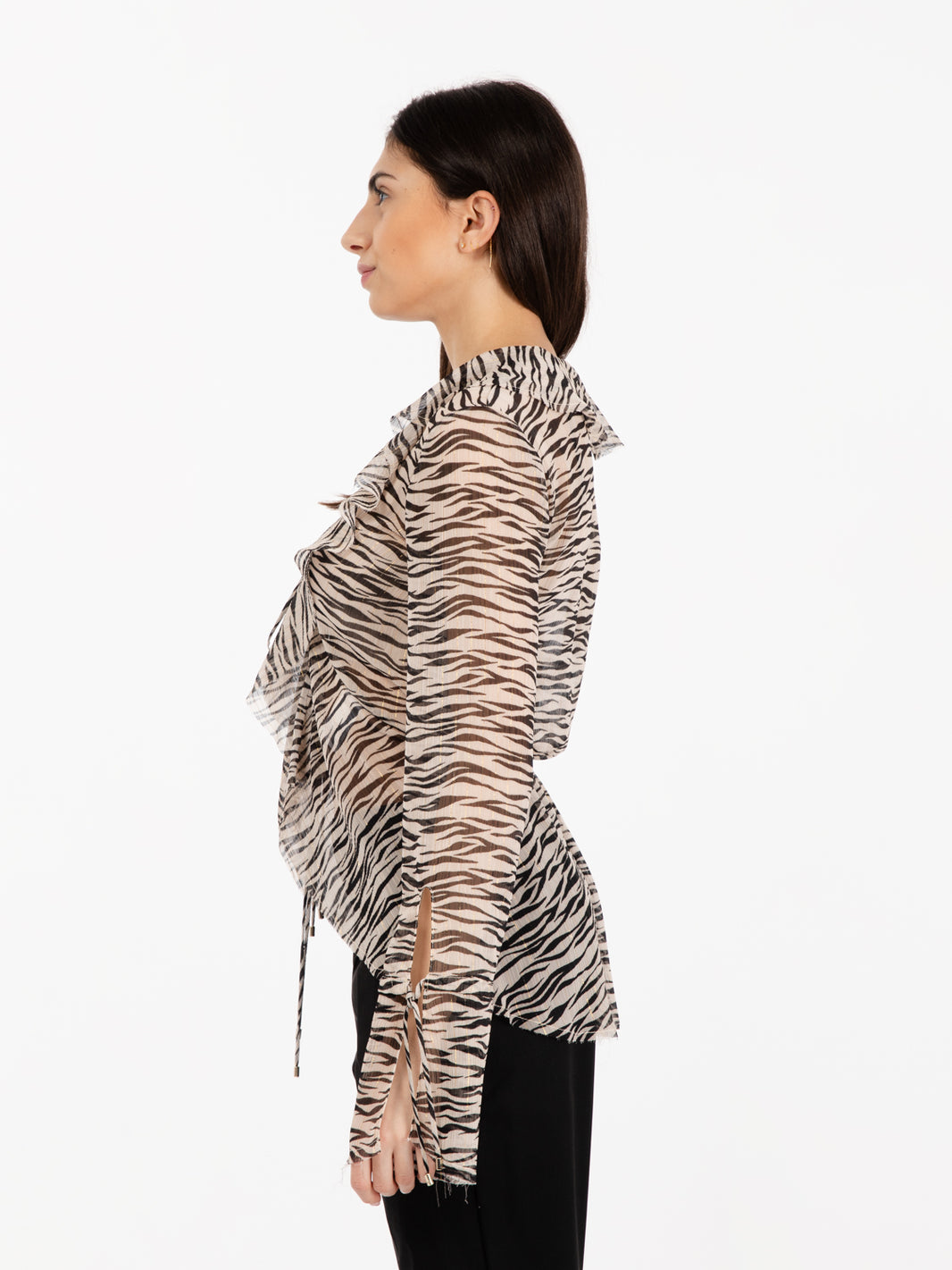 Blusa velata fantasia zebrata black / ivory