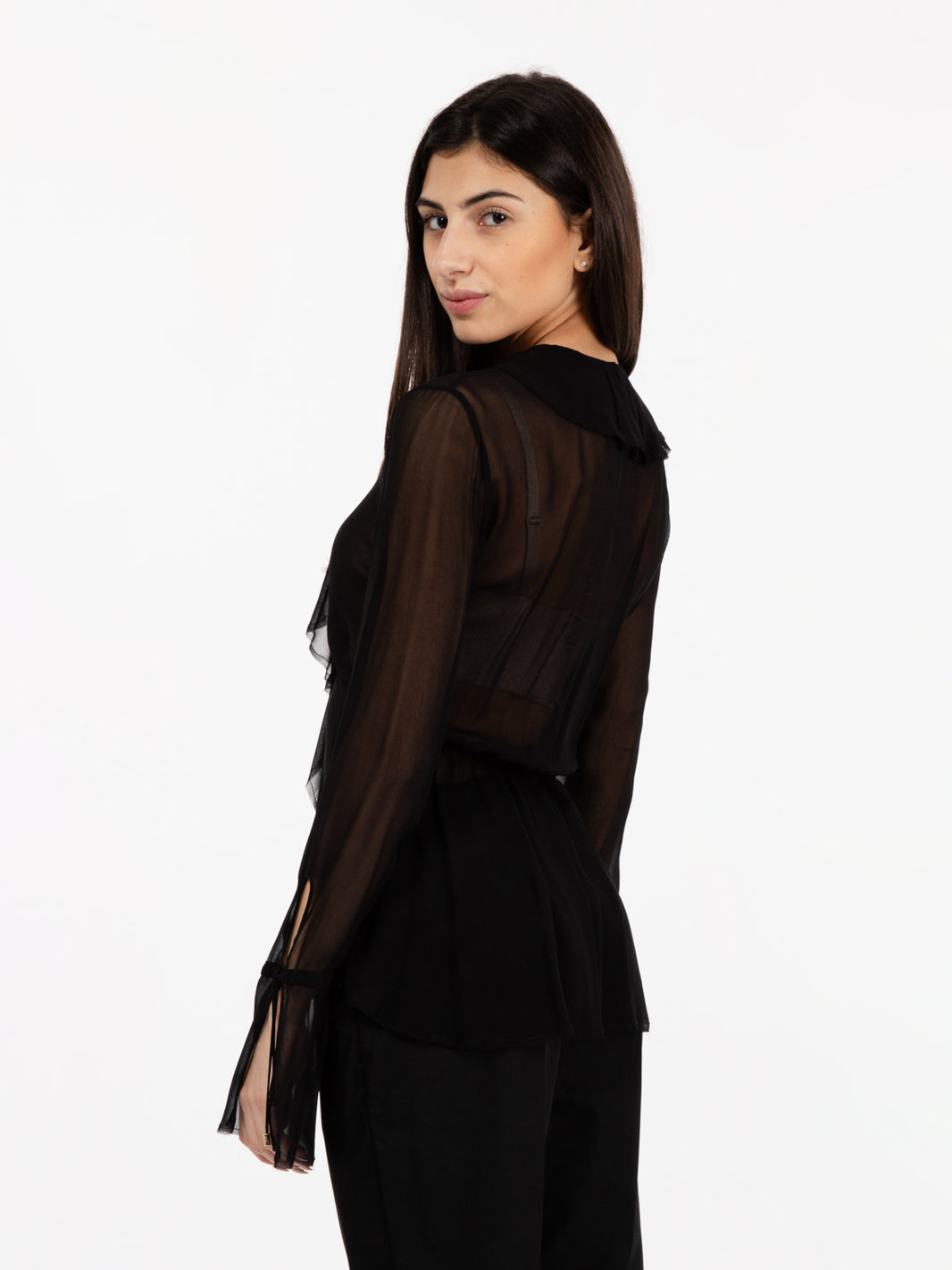 Blusa volant chiffon black
