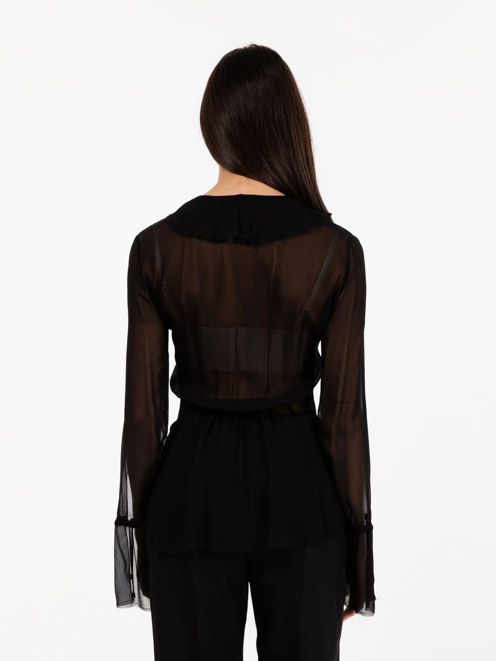 Blusa volant chiffon black