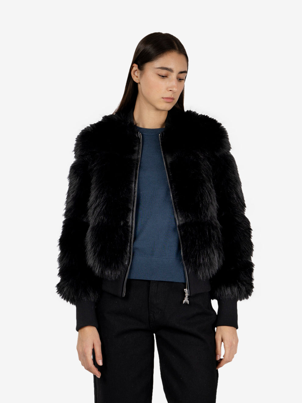 Bomber ecopelliccia nero