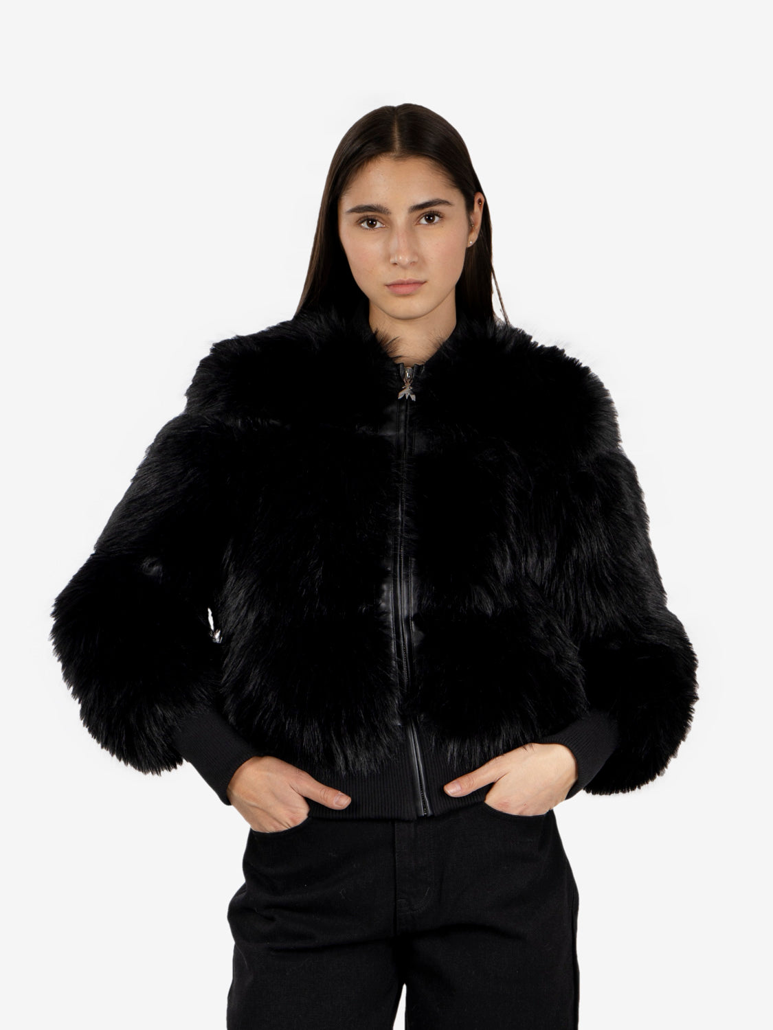 Bomber ecopelliccia nero