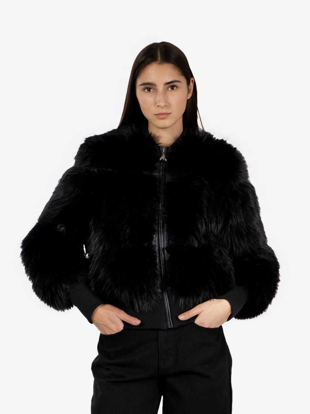 Bomber ecopelliccia nero