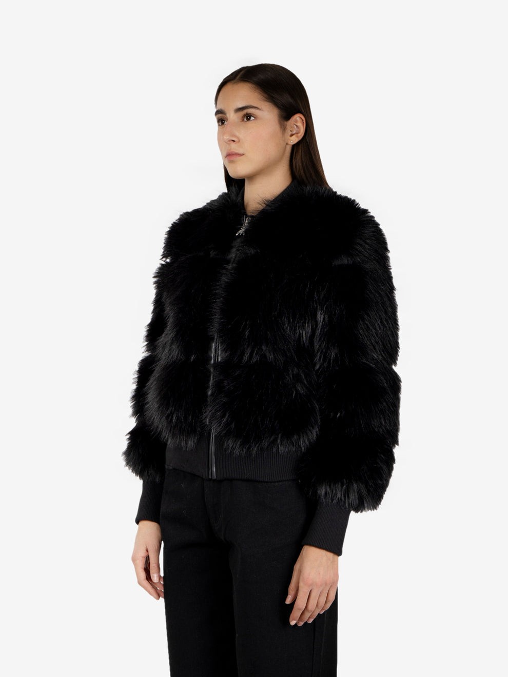 Bomber ecopelliccia nero