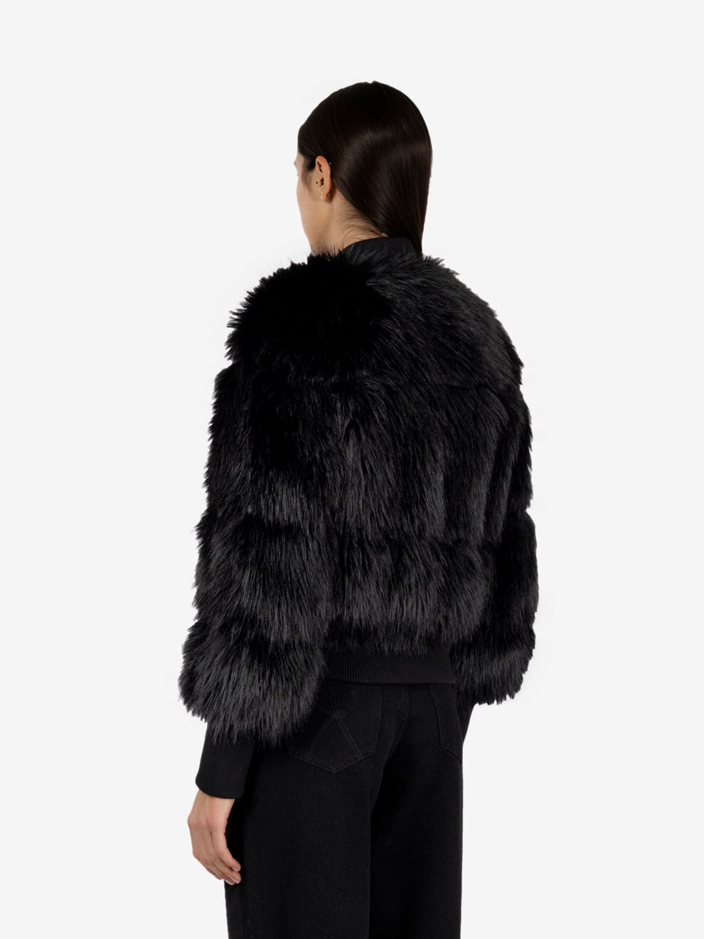 Bomber ecopelliccia nero
