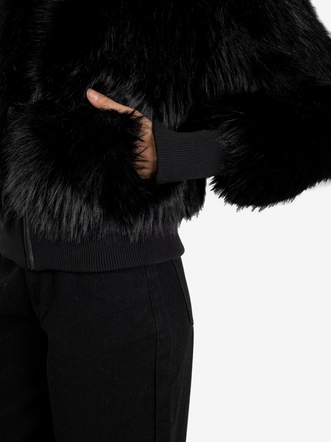 Bomber ecopelliccia nero
