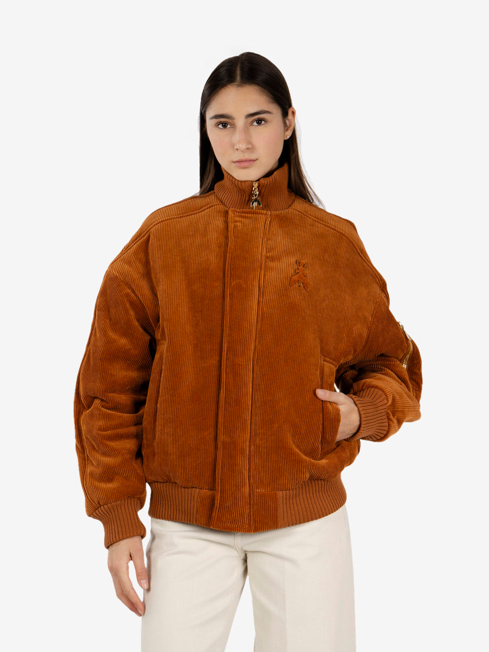 Warm caramel corduroy bomber jacket
