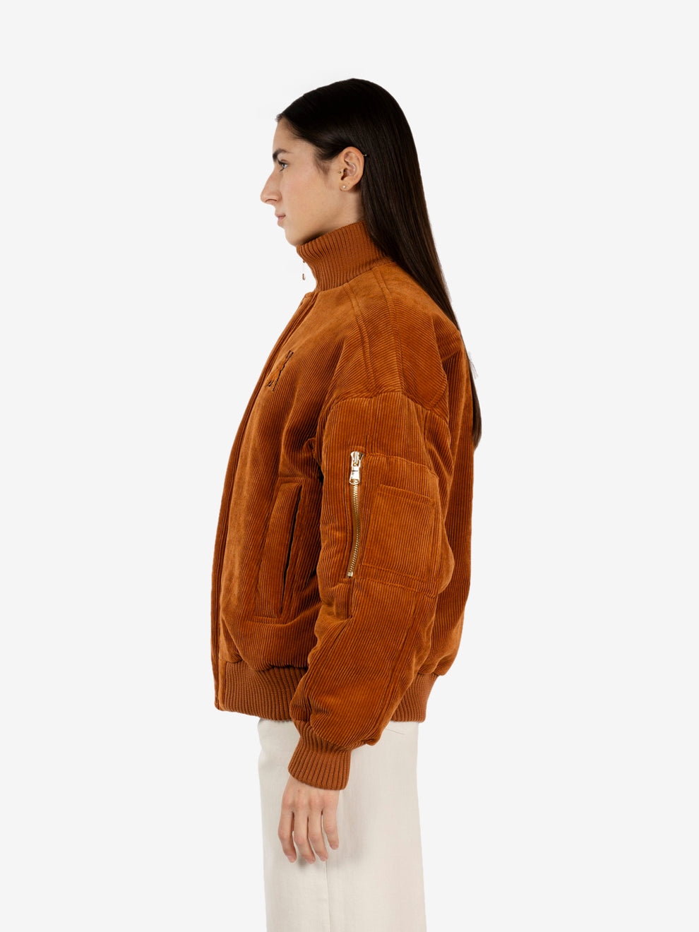 Warm caramel corduroy bomber jacket